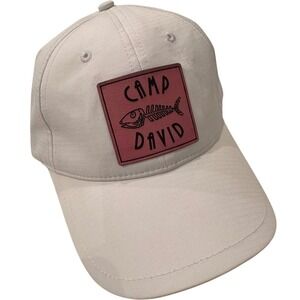 Cap America Camp David White Ripstop Baseball Hat Pink Fish Skeleton Patch‎ Cap